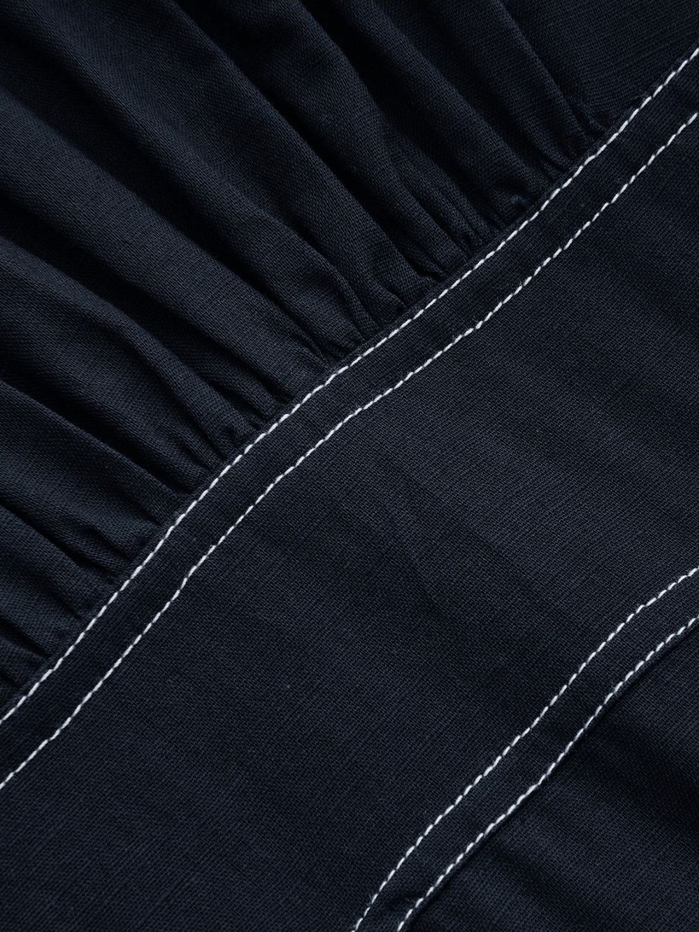 Commense Navy Sleeveless Midi Dress with Contrast Stitching - Picture 4 of 6